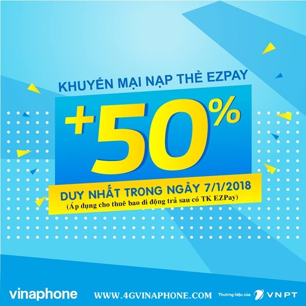 Chương trình Vinaphone khuyeens maix EZPay ngày 7/1/2018
