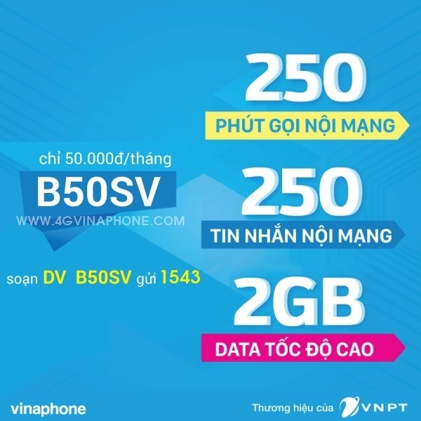 Đăng ký gói B50SV Vinaphone nhận ưu đãi 3 trong 1