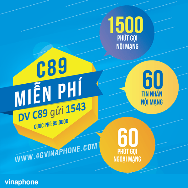 Đăng ký gói C89 Vinaphone nhận ưu dãi 3 trong 1