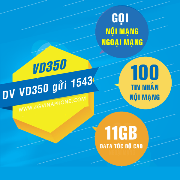 Đăng ký gói cước VD350 Vinaphone nhận ưu đãi 3 trong 1