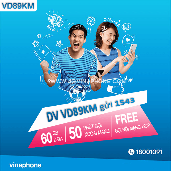 Đăng ký gói VD89KM Vinaphone nhận ưu đãi khủng