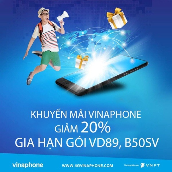 Chương trình Vinaphone khuyến mãi gia hạn gói VD89, B50SV Vinaphone