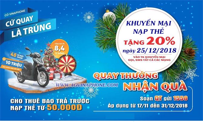 Chương trình Vinaphone khuyến mãi ngày 25/12/2018