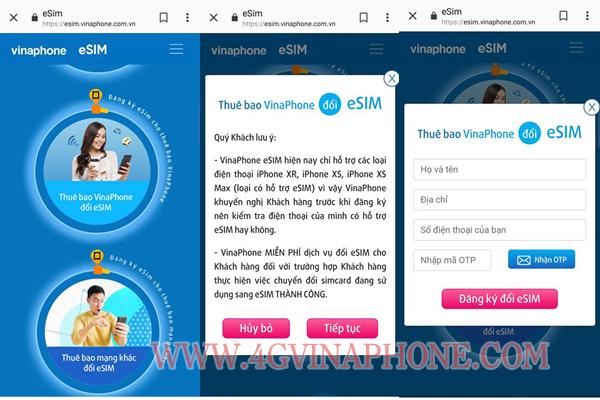 Cách đặt trước eSIM Vinaphone online