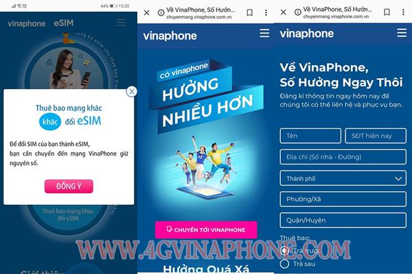 Cách đặt trước eSIM Vinaphone online