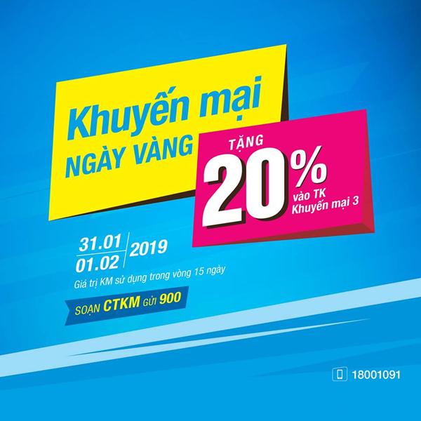 Vinaphone khuyến mãi ngày 31/1 - 1/2/2019