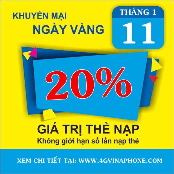 Vinaphone khuyến mãi ngày vàng 11/1/2019