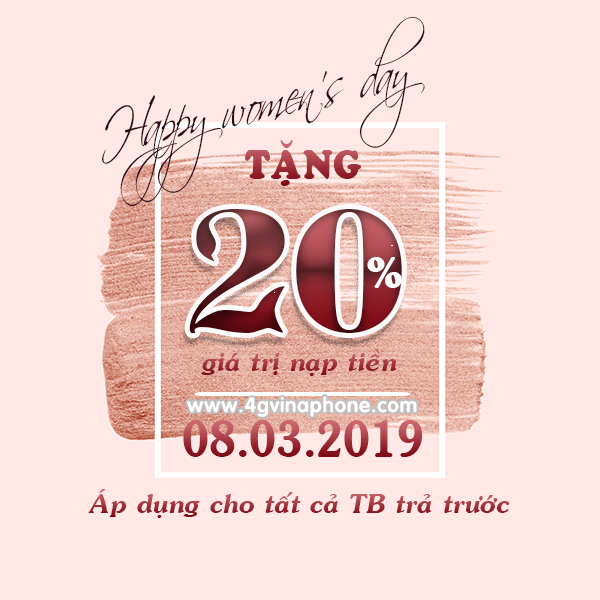 Vinaphone khuyến mãi ngày 8/3/2019 tặng 20% thẻ nạp