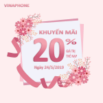 Vinaphone khuyến mãi ngày 24/5/2019 tặng 20% giá trị thẻ nạp