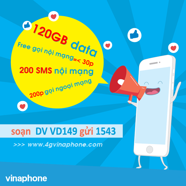 Đăng ký gói VD149 Vinaphone nhận ưu đãi khủng