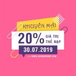 Vinaphone khuyến mãi ngày 30/7/2019 tặng 20% thẻ nạp