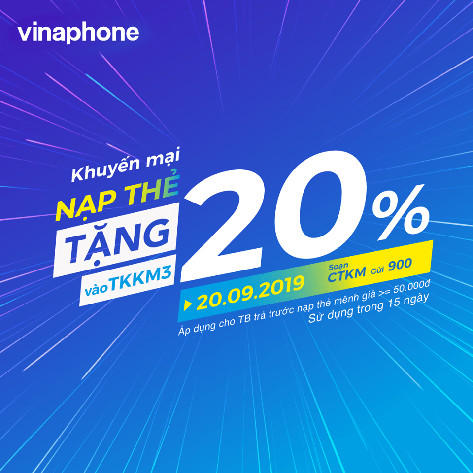 Vinaphone khuyến mãi ngày 20/9/2019