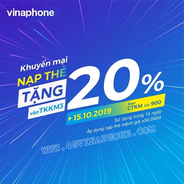 Vinaphone khuyến mãi ngày 15/10/2019