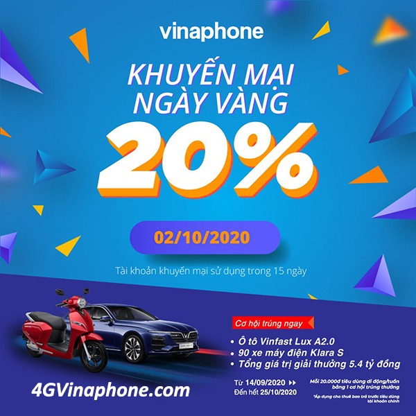 Vinaphone khuyến mãi ngày 2/10/2020 ưu đãi ngày vàng toàn quốc