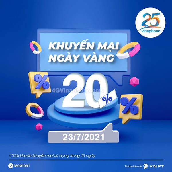 Khuyến mãi Vinaphone ngày 23/7/2021 ưu đãi vàng toàn quốc 