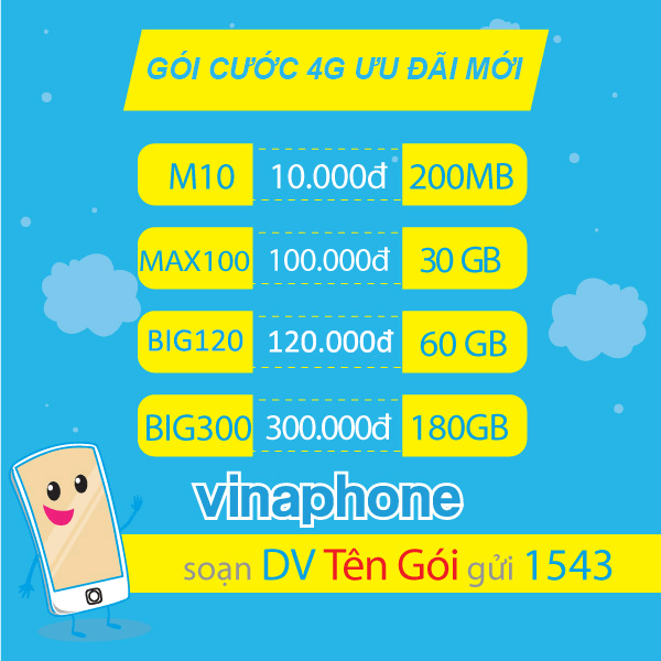 Cách đăng ký 4G VinaPhone ngày, tuần, tháng nhận 180GB chỉ từ 50k