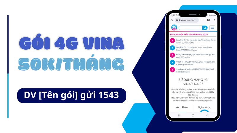 Gói cước 4G Vinaphone 50k/tháng ưu đãi lên đến 2GB