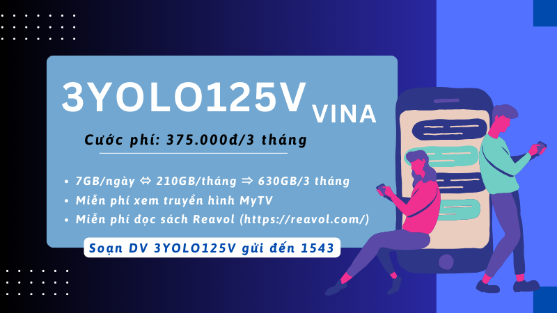 Đăng ký gói cước 3YOLO125V Vinaphone rinh data siêu khủng 