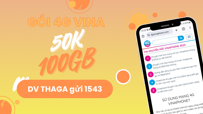 Đăng ký gói 4G Vinaphone 50k 100GB data dùng mạng cực đã